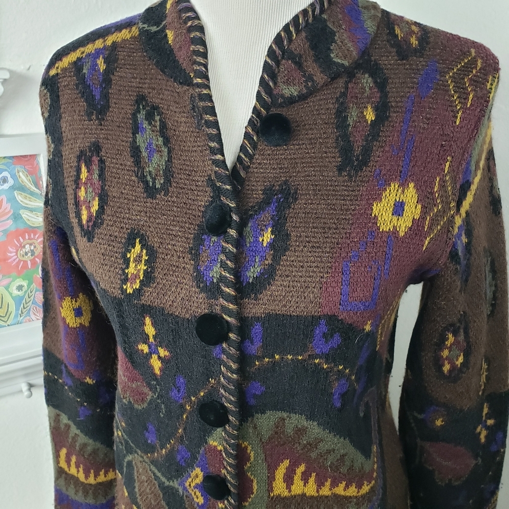 Doncaster Mohair Cardigan - Vintage Cozy Nostalgic Grandma Abstract Artisan